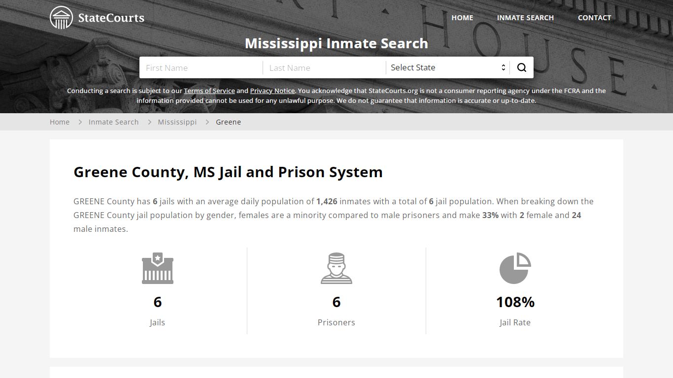 Greene County, MS Inmate Search - StateCourts